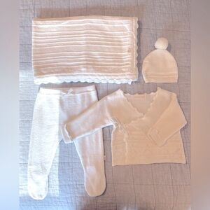 Elegant Baby White Knit Set